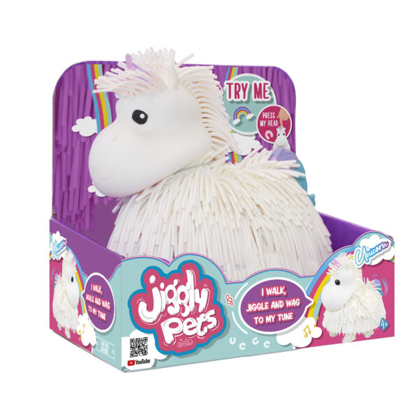 JIGGLY PETS Бял еднорог Рошльо