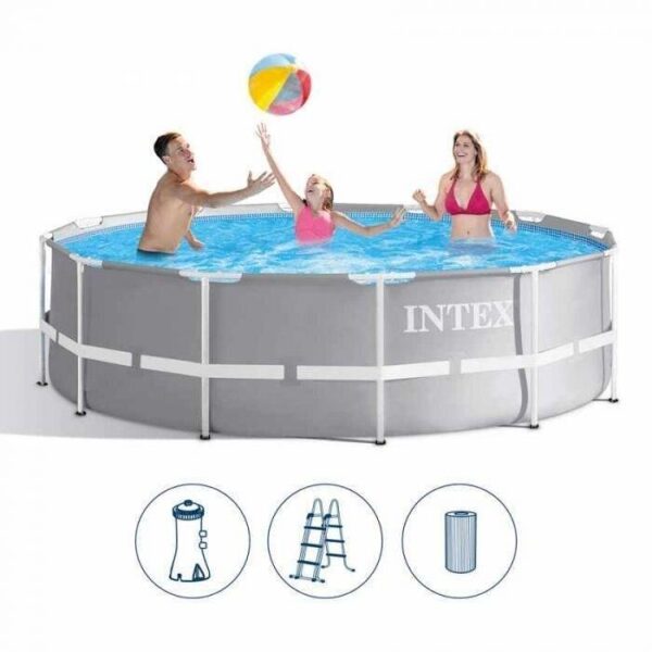 Басейн с метална конструкция 366 x 99 см,филтърна помпа Intex 26716