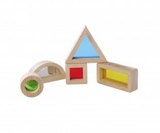 Дървени Montessori блокчета с цветни прозорци Eichhorn 100006001, 5 части