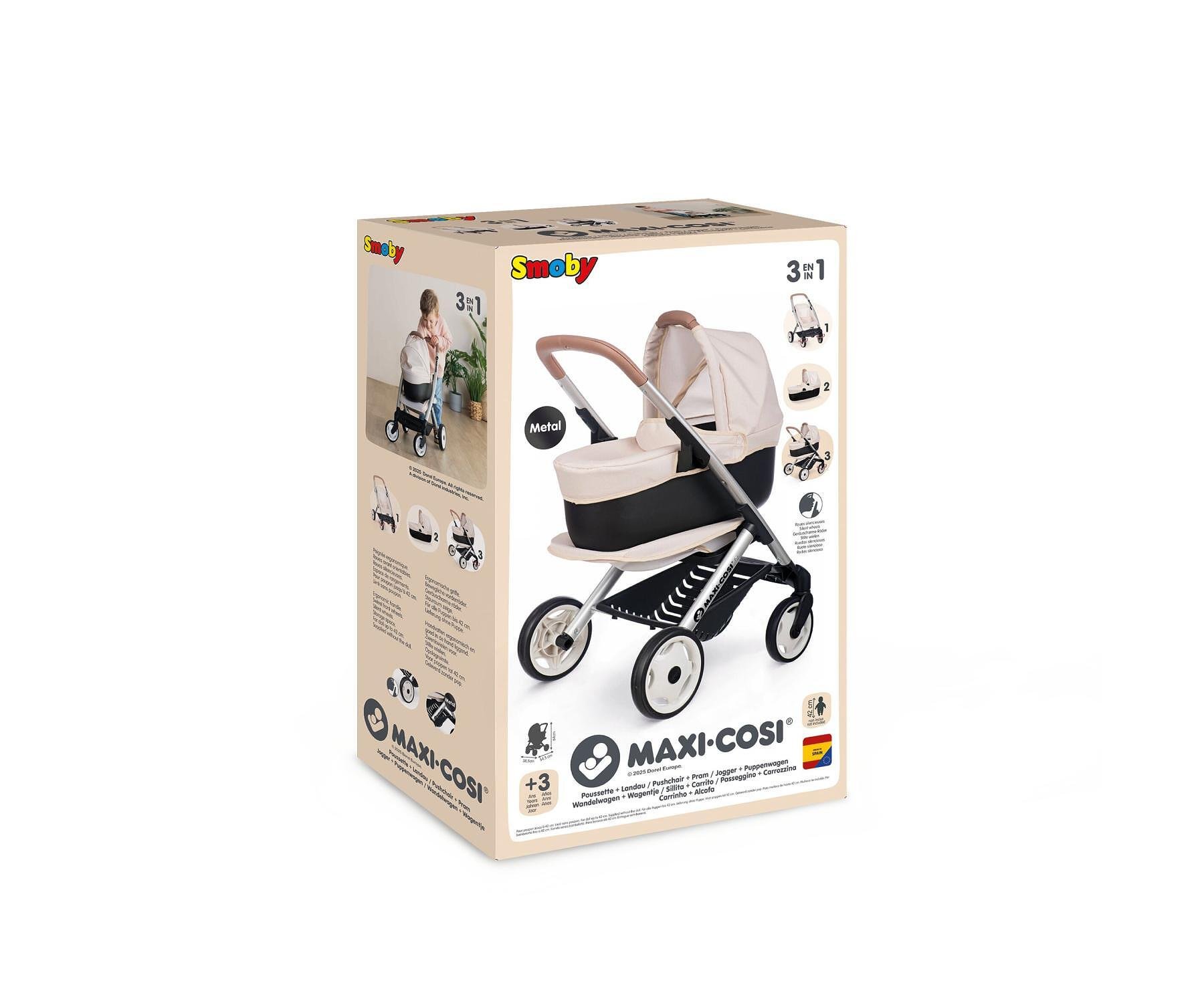Количка за кукли Maxi - Cosi 3 в 1, Бежова, Smoby 7600253122 - Image 2