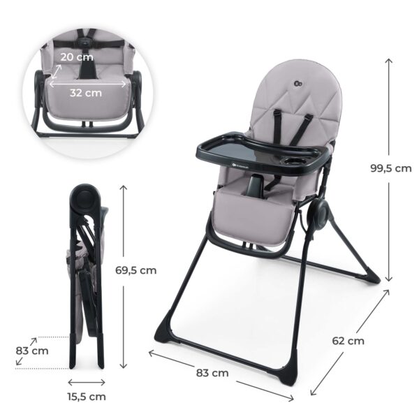 Kinderkraft BINCI – столче за хранене, сиво