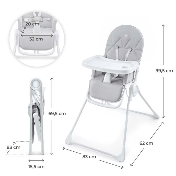 Kinderkraft BINCI – сгъваемо столче за хранене, светлосиво