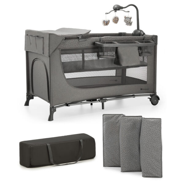 KinderKraft JOY FULL 2 – бебешка кошара с аксесоари Dark Grey