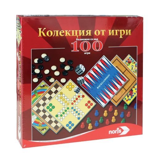 Noris 100 игри – семейна кутия с табла, пулове и зарове