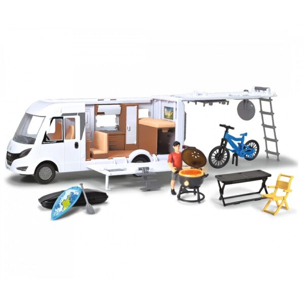 Hymer Dickie Toys – кемпер с велосипед и къмпинг принадлежности