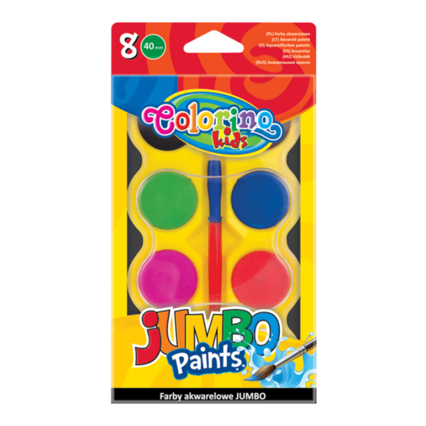 Акварелни бои 8 цвята Jumbo