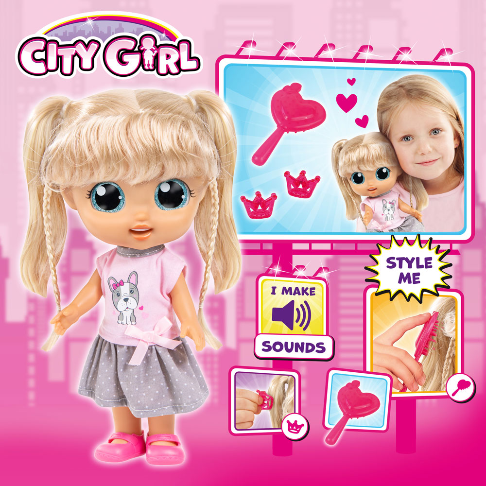 Bayer City Girl Кученце – кукла със звуци и аксесоари, 31 см - Image 10