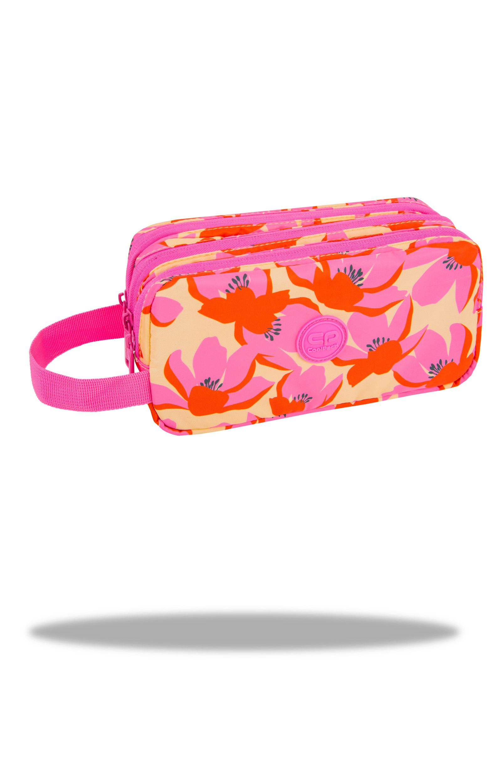 Ученически несесер CoolPack Primus Flores Rosa, 3 ципа