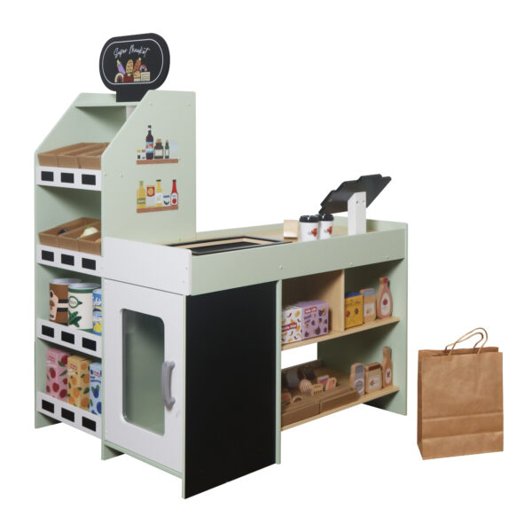 Moni Toys дървен магазин с каса и стоки W10A214D