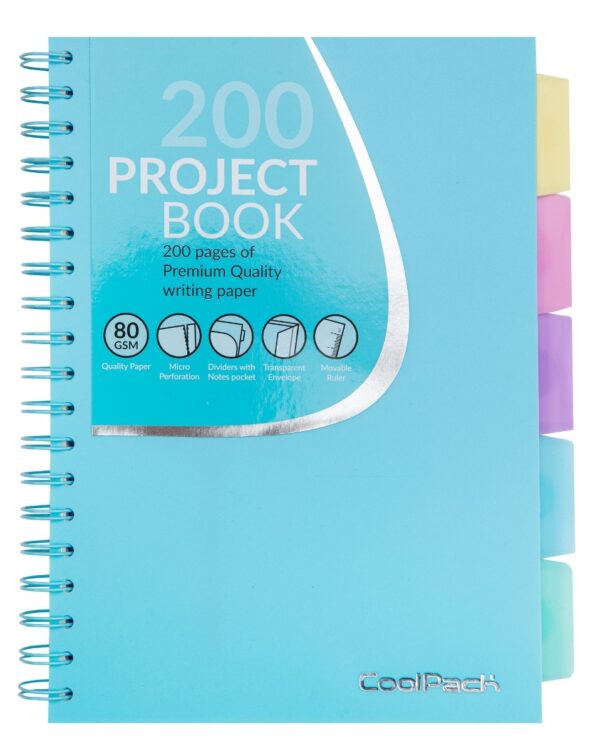 Тетрадка A4 със спирала CoolPack Powder Blue, 200 страници
