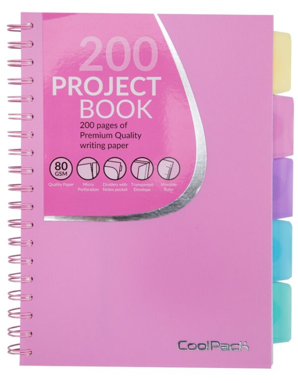Тетрадка A4 със спирала CoolPack Powder Pink, 200 страници