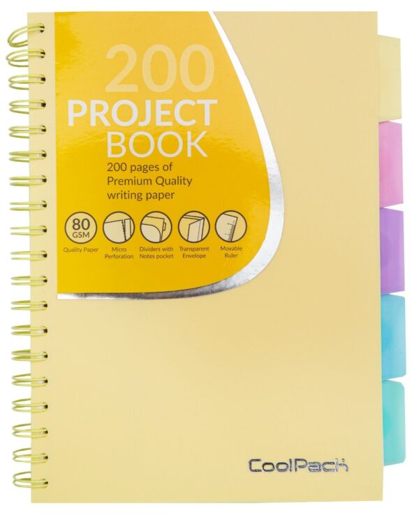 Тетрадка A4 със спирала CoolPack Powder Yellow, 200 страници