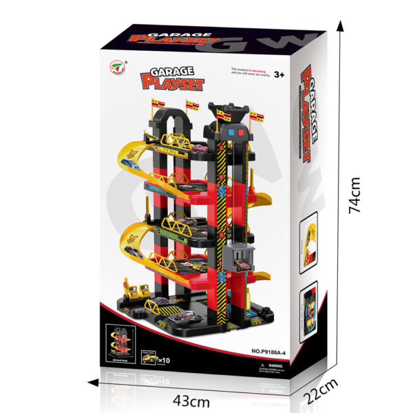 Garage Playset – гараж на 5 нива с асансьор и 10 колички