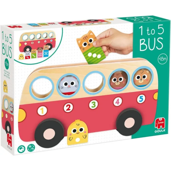 Дървена игра за броене „Автобус с животни“, Goula